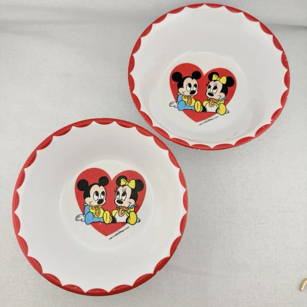 Vintage Disney Baby Mickey Minnie Mouse Child Kids Bowls - Selandia Designs 1984